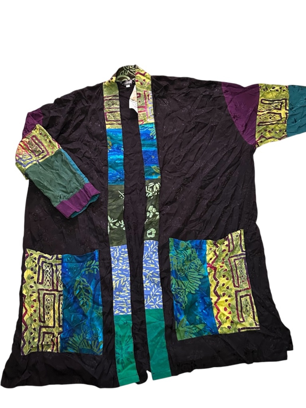Women's LotusTraders Elegant Long Kimono-Style Jacquard Duster Coat Size 3X